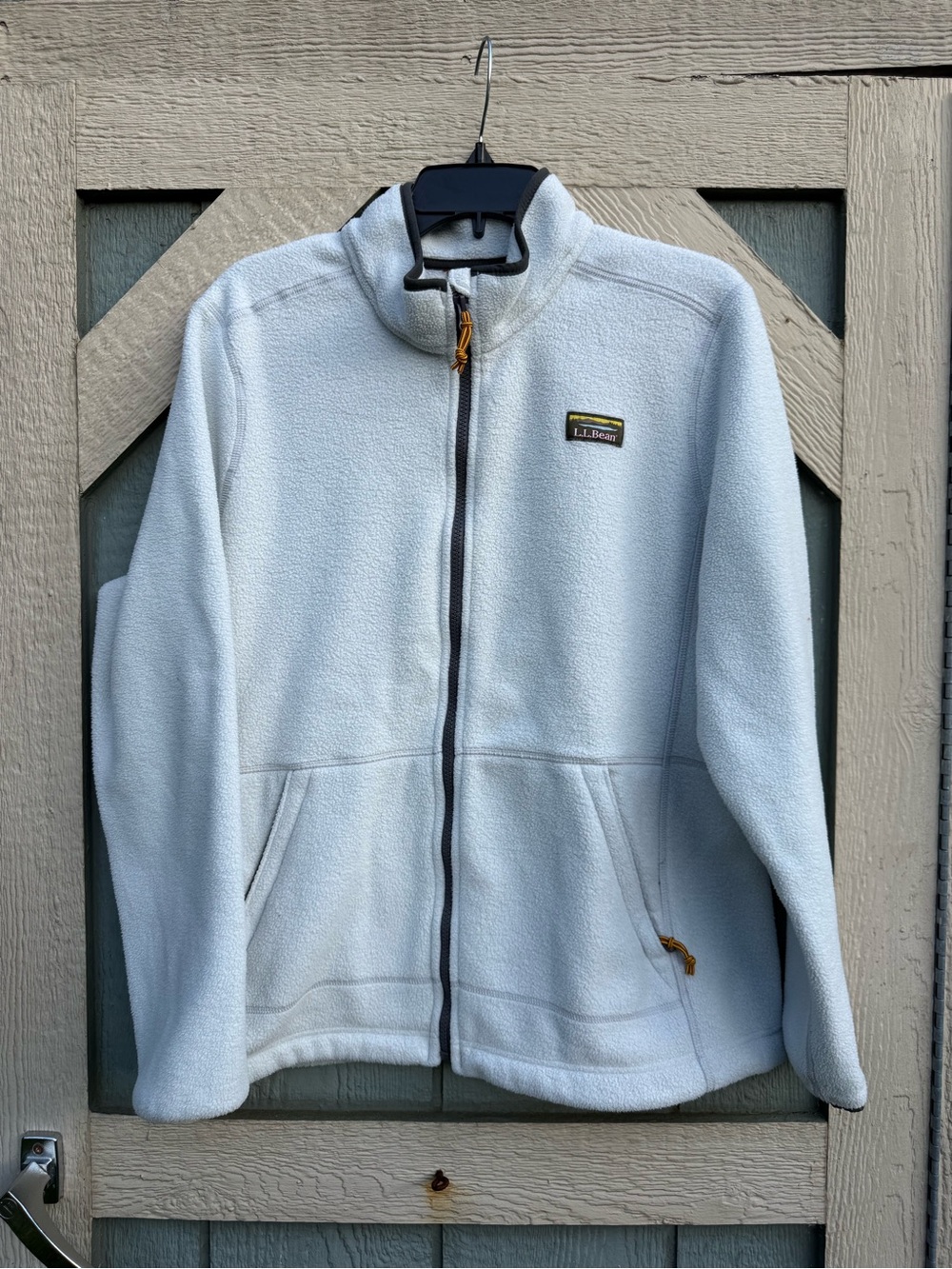 L.L.Bean Light Gray Full Zip Fleece Jacket with Dark Trim